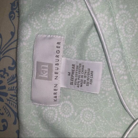 Karen Neuberger Mint Green Patterned Long Sleeve Pajama Shirt - Picture 5 of 5